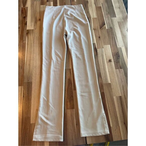 Anthropologie En Saison Cream/Ivory Slim Seamed Slit Hem Pants - Picture 4 of 8